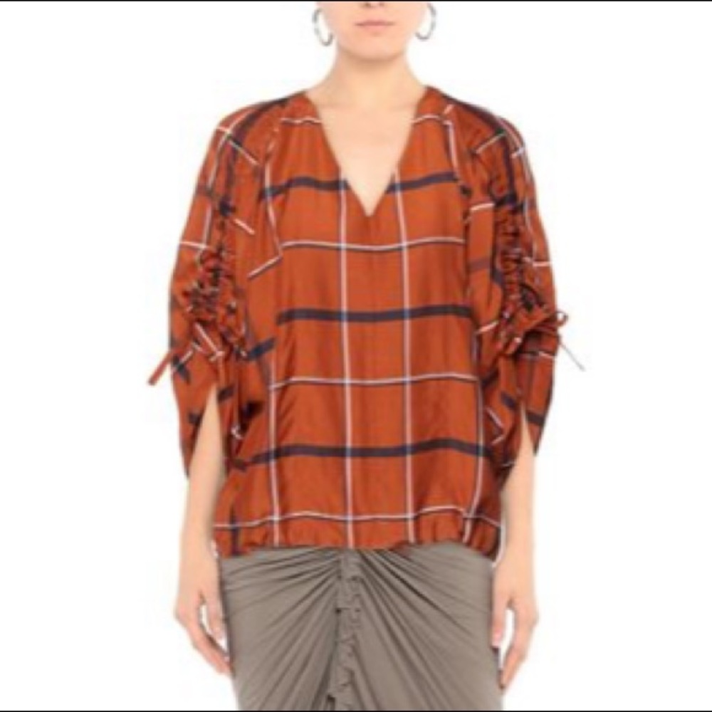 Henrik Vibskov plaid curve sleeve blouse M